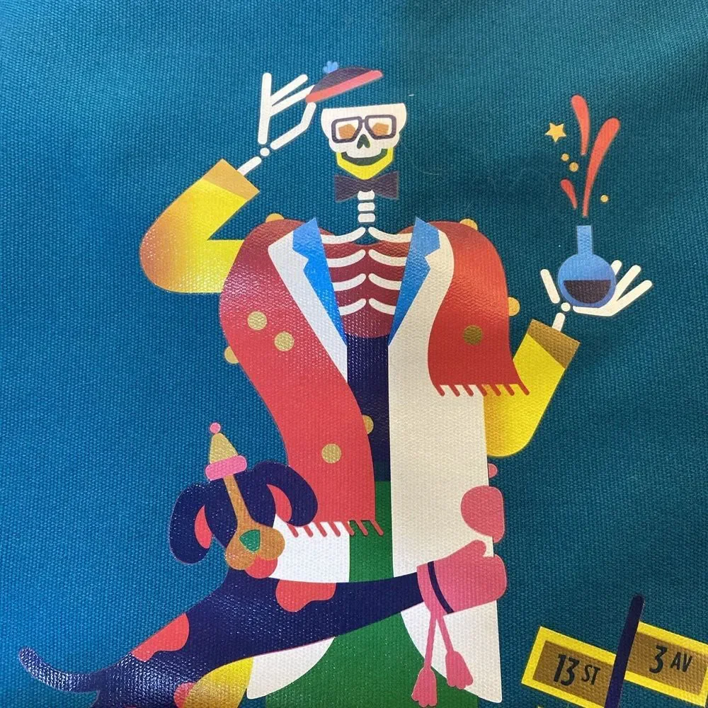 Kiehl's Limited Edition Designer Tote Bag Shoulder‎ Janine Rewell skeleton dog